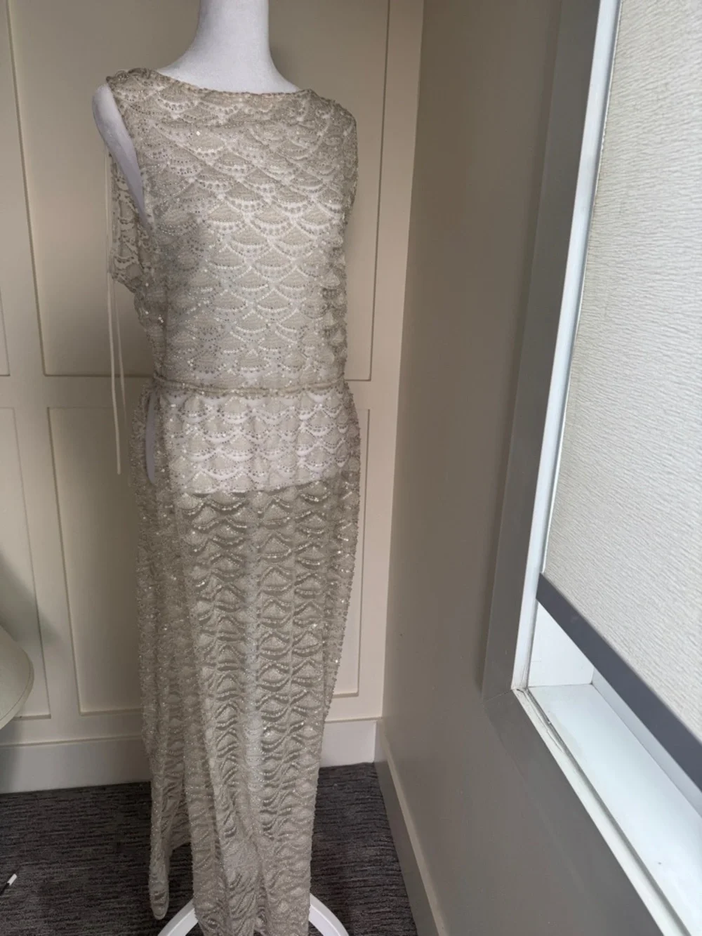 Reformation Champagne Beaded Maxi Dress - Picture 5 of 14